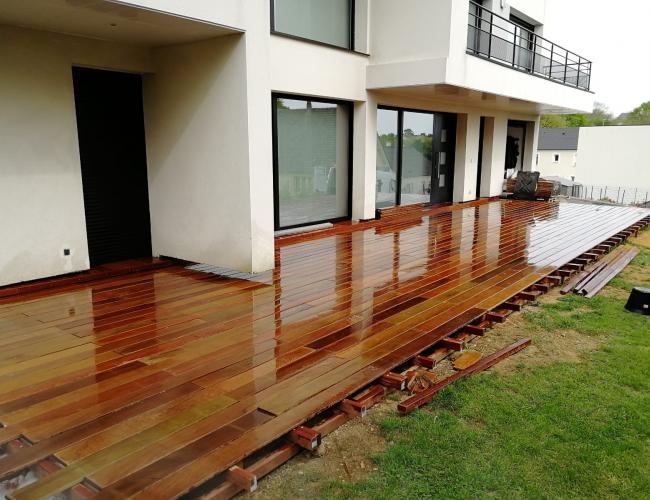 Création de terrasse en bois exotique à Coulommes-la-Montagne 51390 ( 51 secteur Marne ).