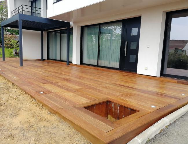 Création de terrasse en bois exotique à Vrigny 51390 ( 51 secteur Marne ).