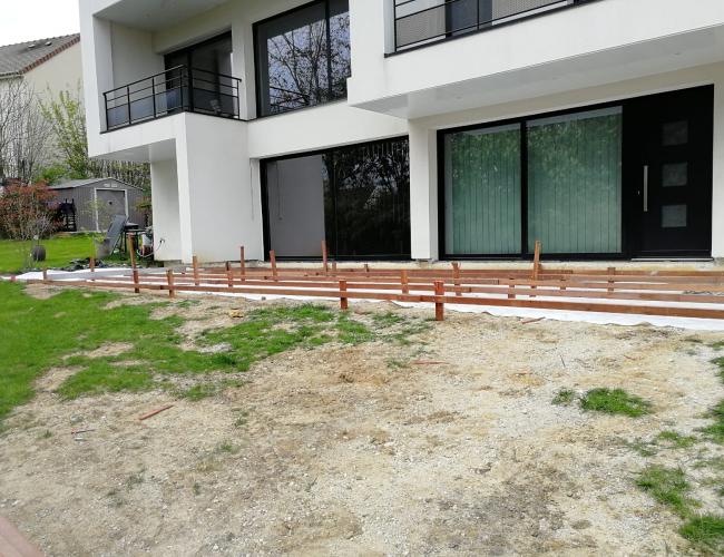 Création de terrasse en bois exotique à Rosnay 51390 ( 51 secteur Marne ).