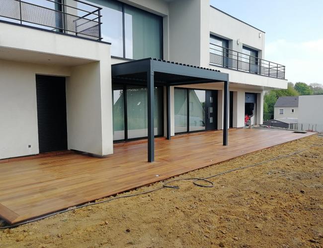 Création de terrasse en bois exotique à Janvry 51390 ( 51 secteur Marne ).